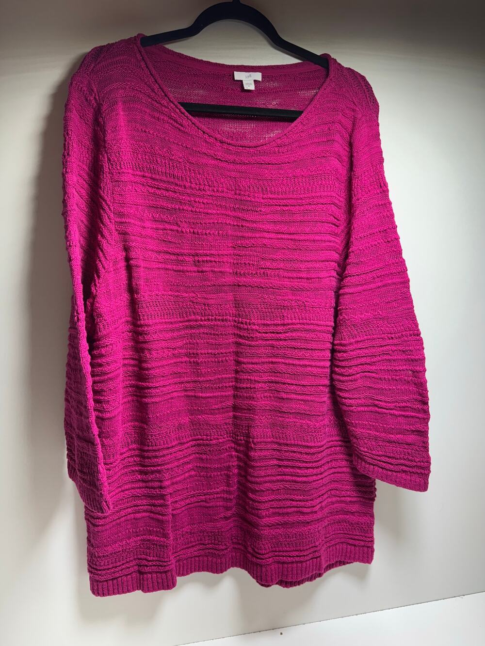 J Jill Women’s Tunic Sweater Fushia Pink Long Sleeve Scoop Neck Pullover Sz 2X